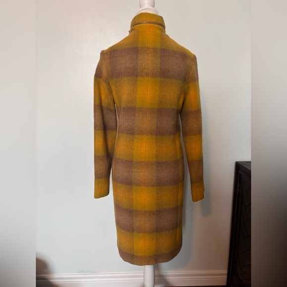 Vintage Plaid Yellow and Brown Women's Coat - Picture 4 of 16